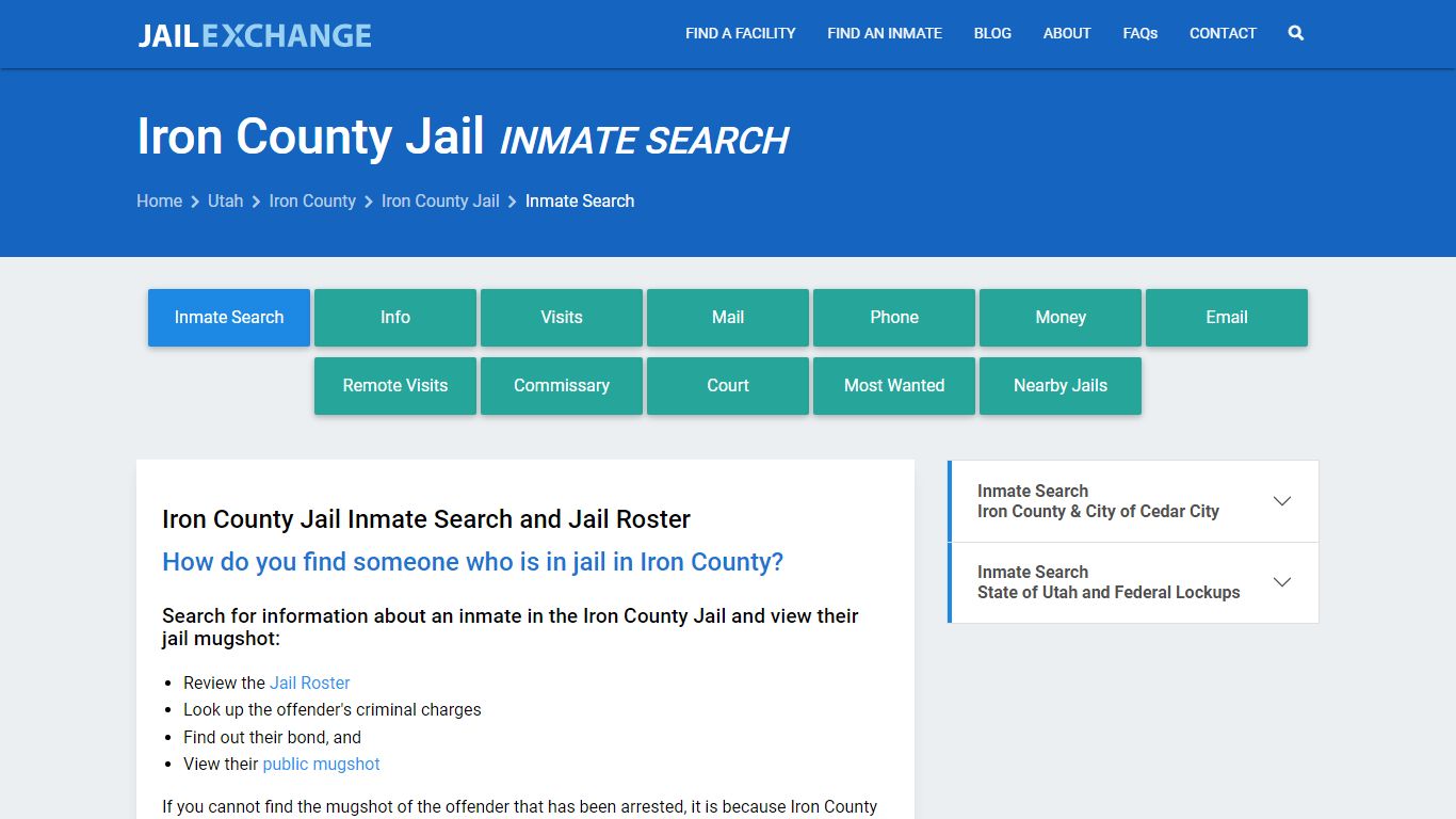 Inmate Search: Roster & Mugshots - Iron County Jail, UT